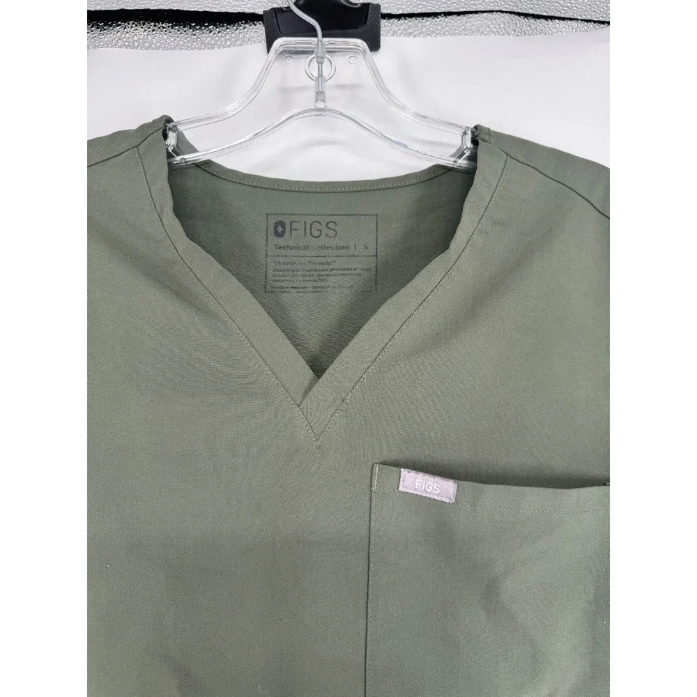 FIGS One Pocket Catarina Scrub Top Women Small Olive Forrest Moss Green T Shirt